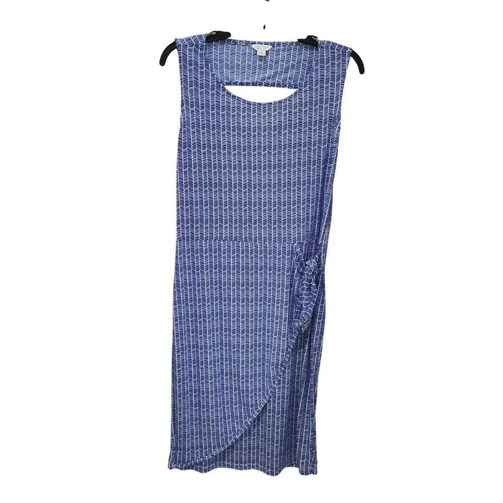 Nautica Womens Geometric Print Side Tie Dress Sz M